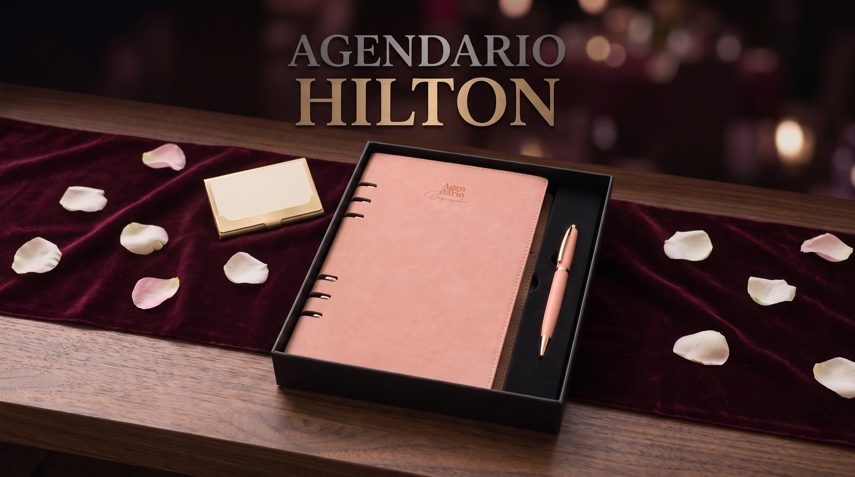 Agendario Hilton con bolígrafo de aluminio